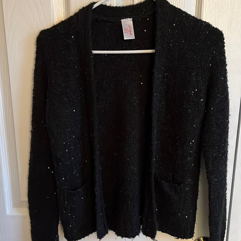 Cat & Jack black sequin sparkly sweater cardigan size Small